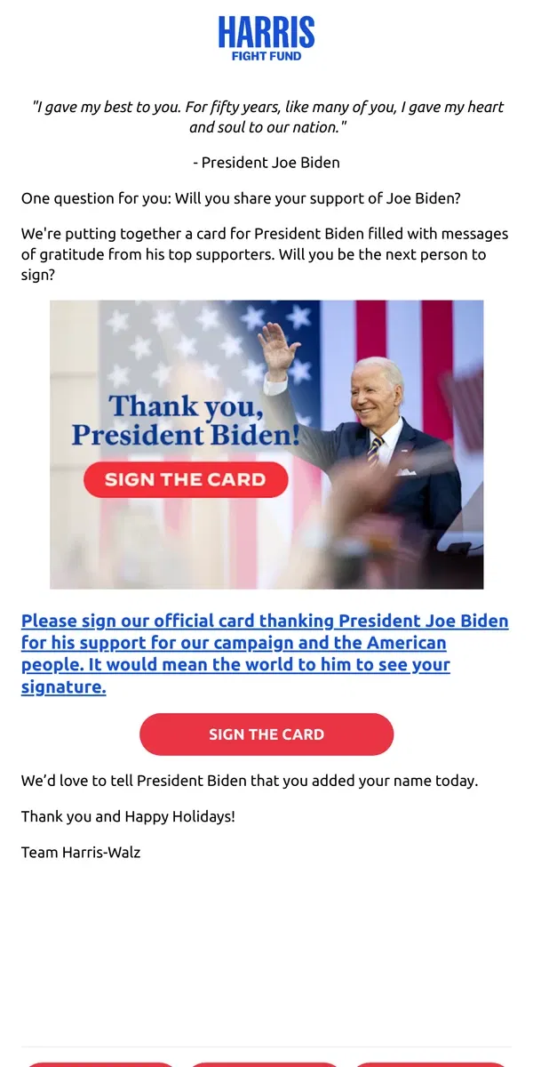 Email from Kamala Harris. Thank you, President Biden