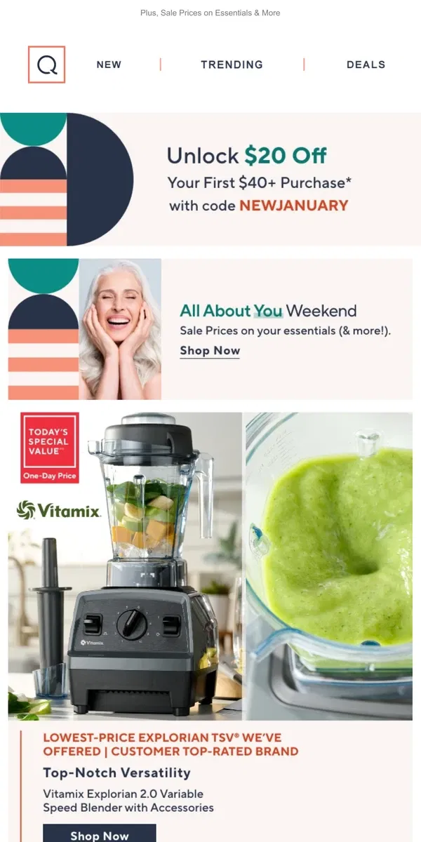 Email from QVC. Smooth Move! Vitamix Deal