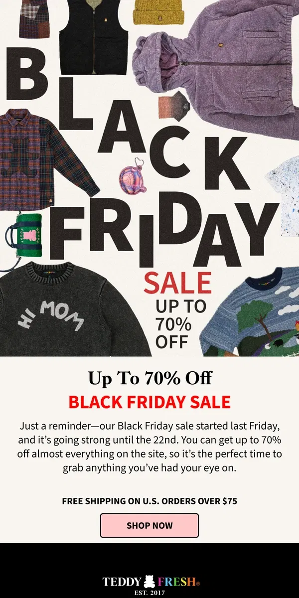 Email from Teddy Fresh. Up To 70% Off 🖤