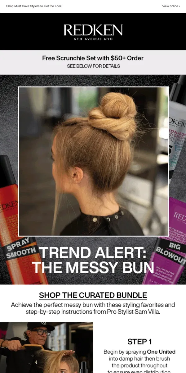 Email from Redken. Trend Forecast is in: Modern Messy Bun