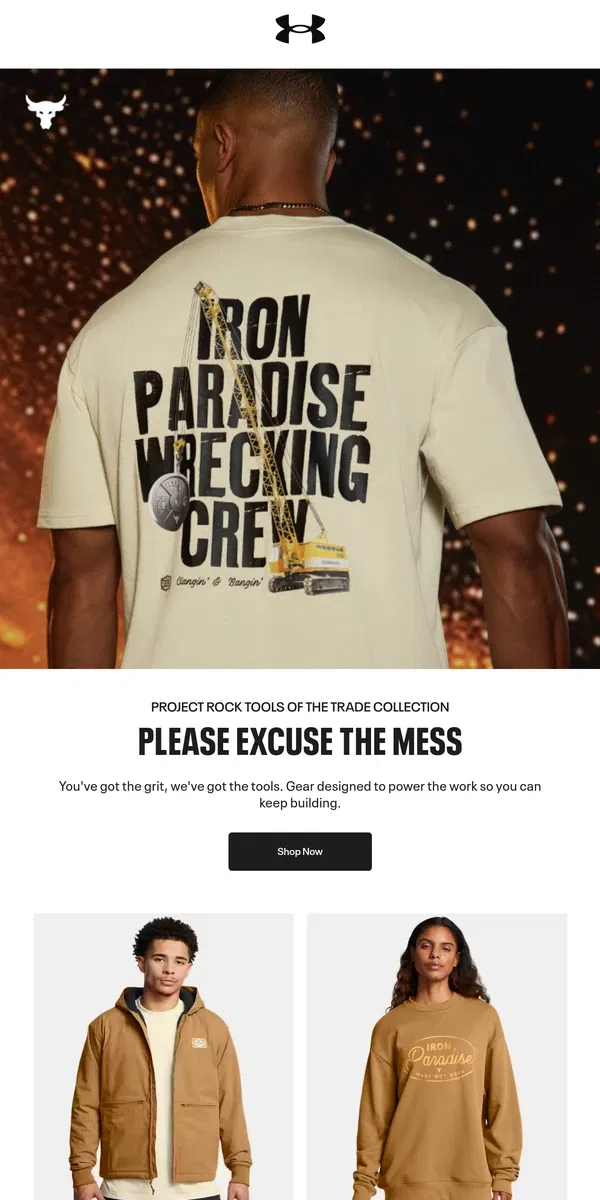 Email from Under Armour. The new Project Rock Collection