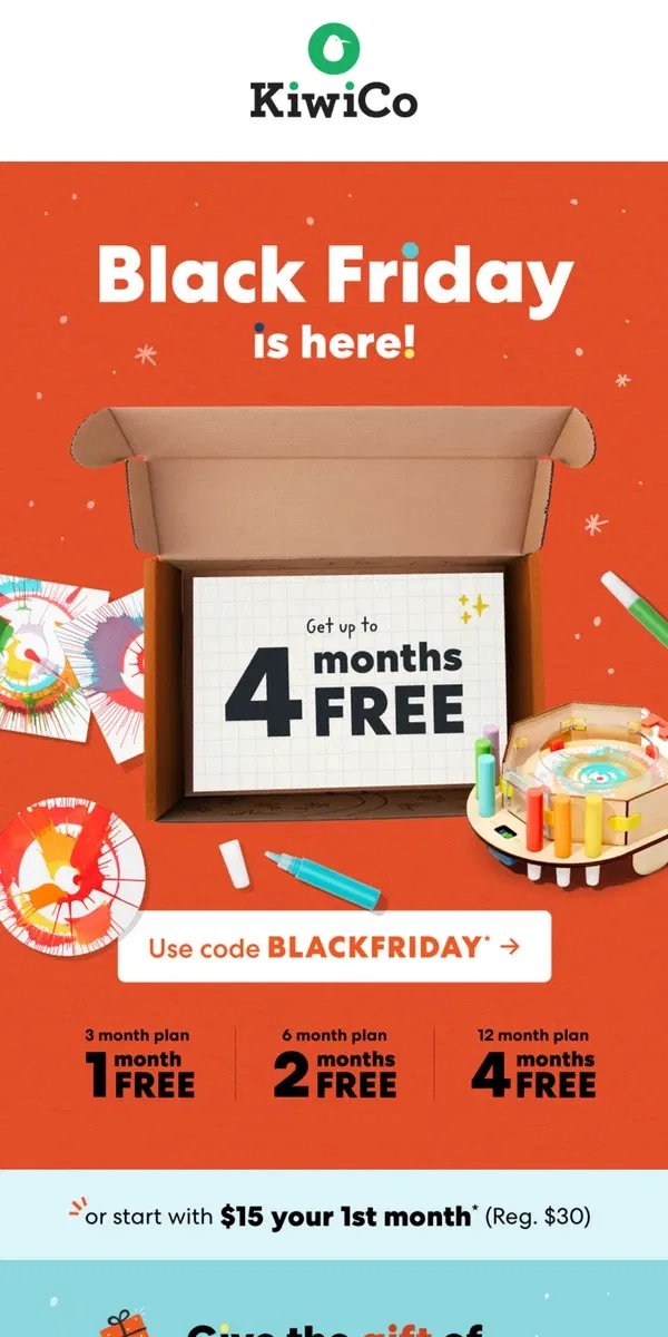 Email from KiwiCo. Black Friday is almost over!