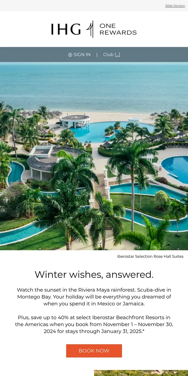 Email from IHG Hotels & Resorts. Your perfect holiday: A beachfront stay 🌴