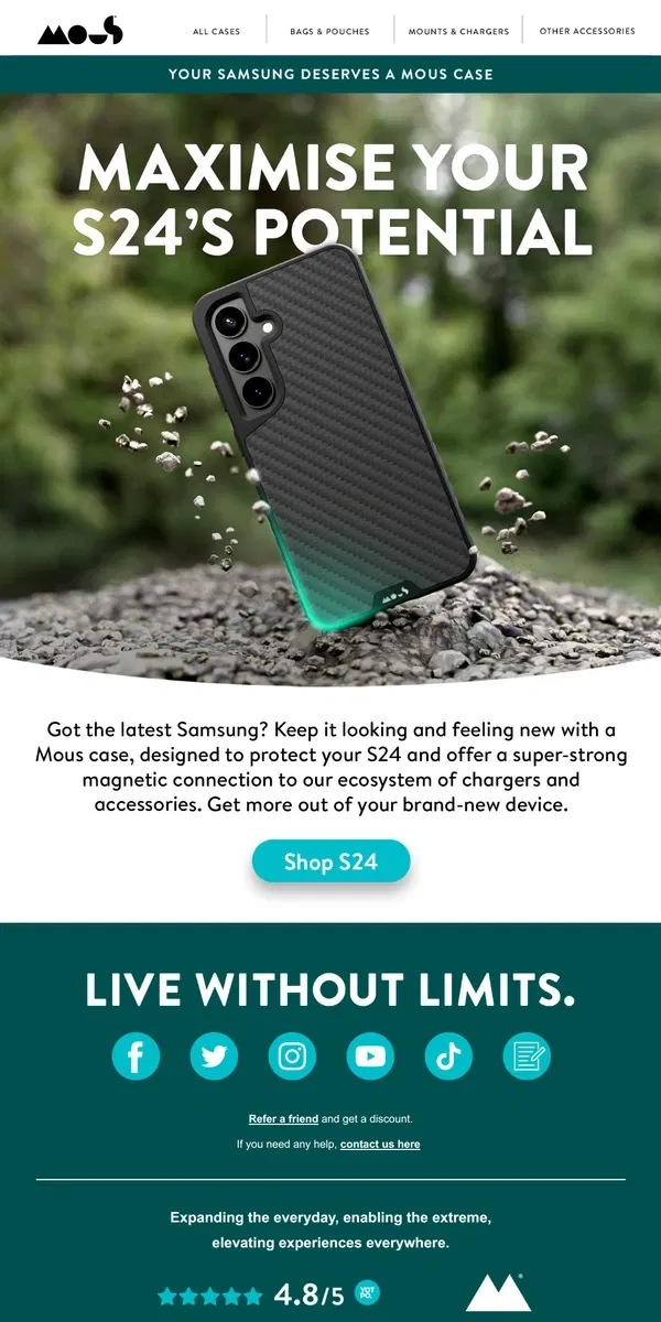 Email from Mous. Samsung cases you can count on