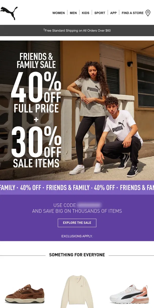 Email from Puma. 40% Off For Friends & Family