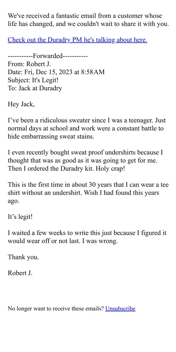 Email from Duradry. FWD: It's Legit!