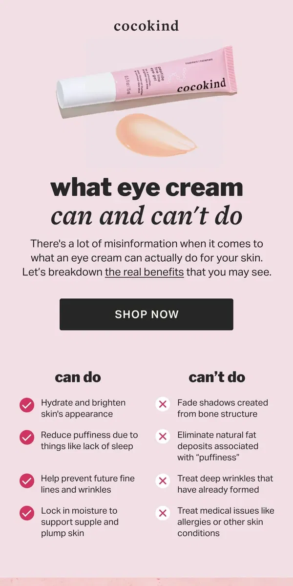 Email from cocokind. What do eye creams *actually* do??