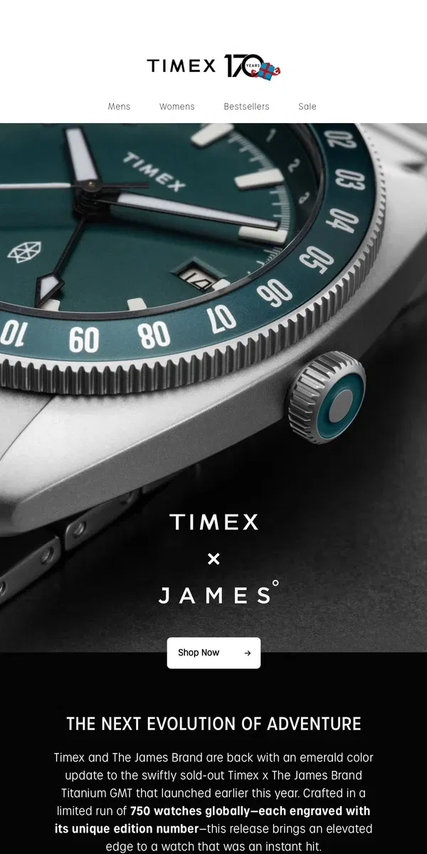 Email from Timex. Timex x The James Brand - The Next Evolution of Adventure