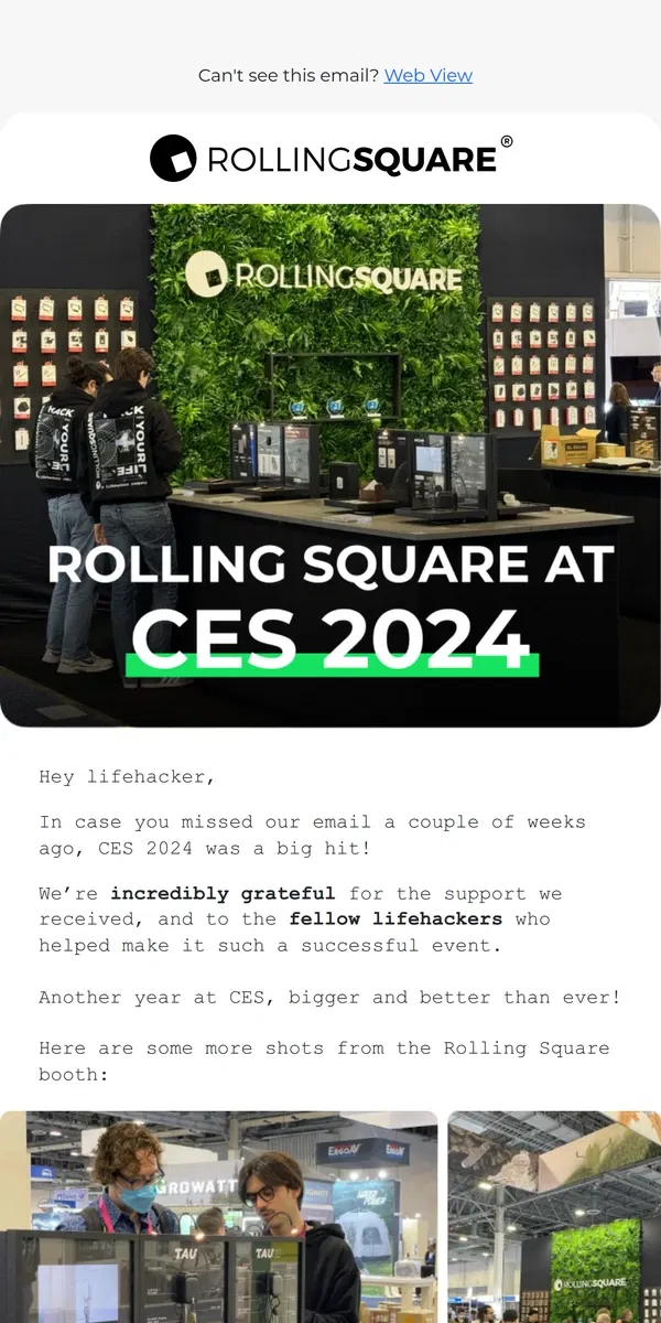 Email from Rolling Square. CES 2024 Showcase