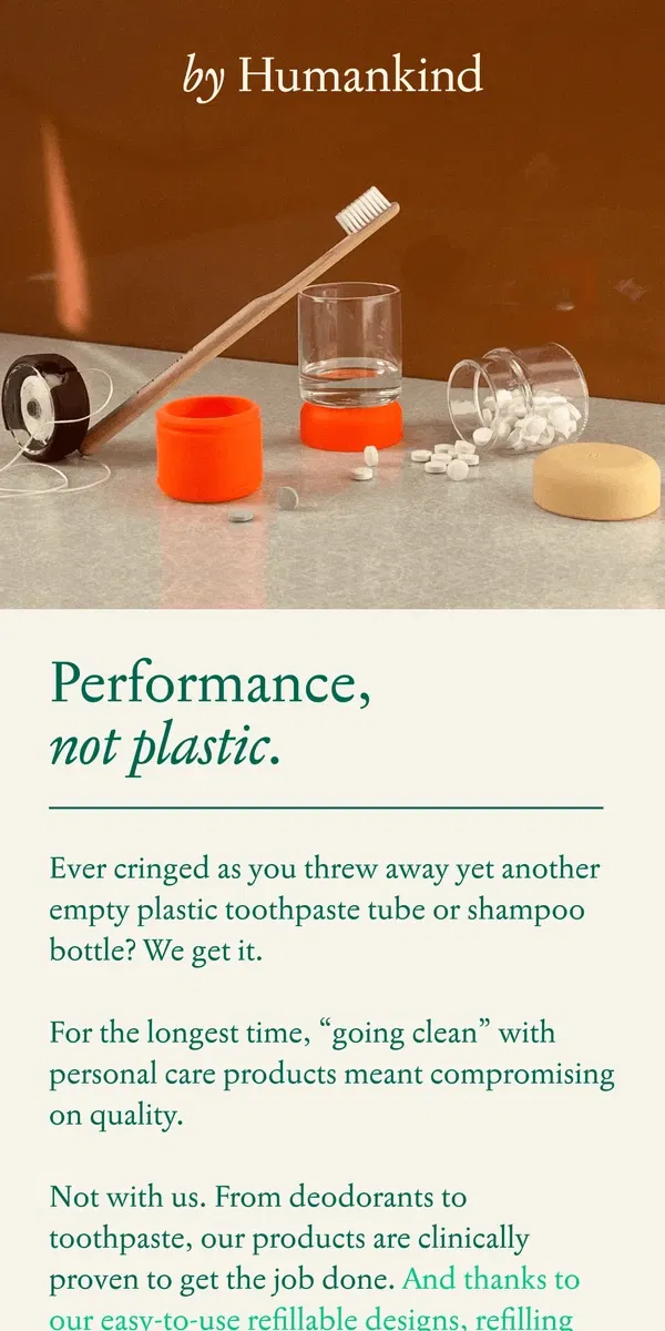 Email from by Humankind. Elevate your personal care routine