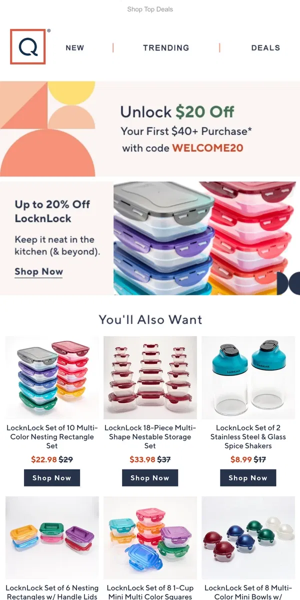 Email from QVC. Seal the Deal: LocknLock Sale Prices