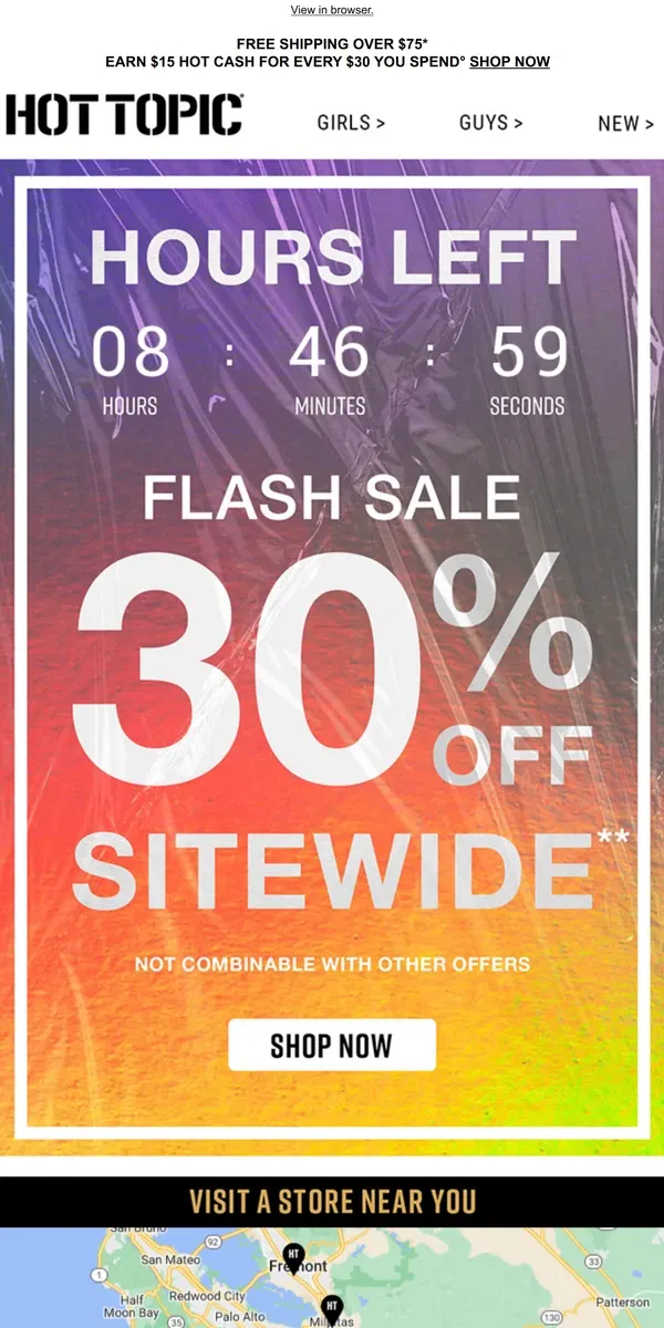 Email from Hot Topic. Our Flash Sale ends tonight! Shop now