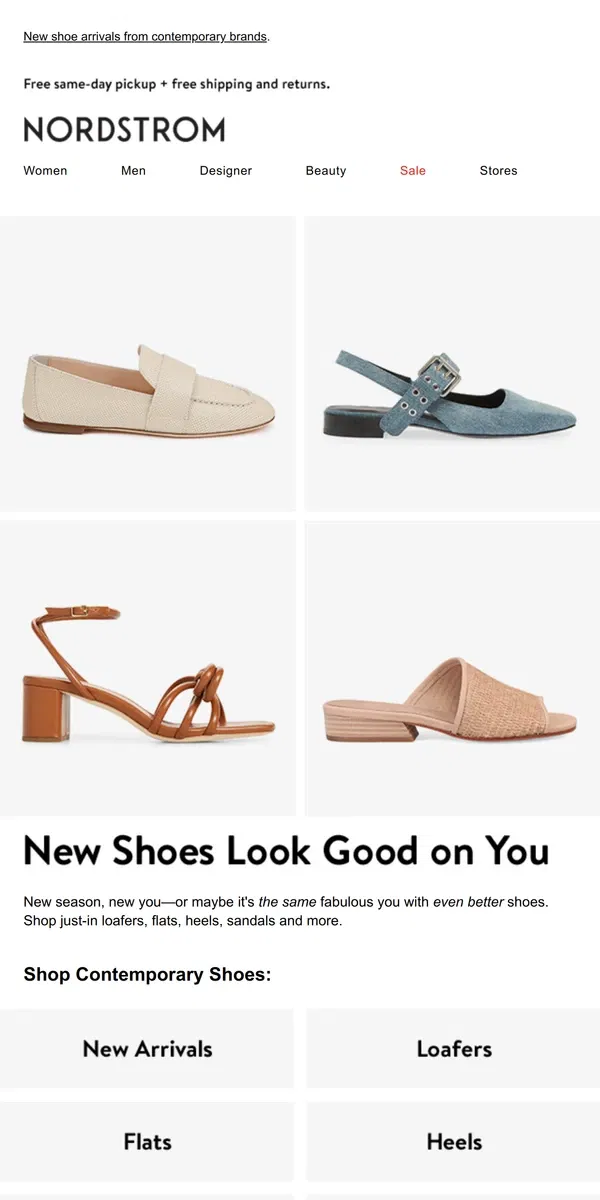 Email from Nordstrom. Chic loafers, flats & heels—oh my! 🙌