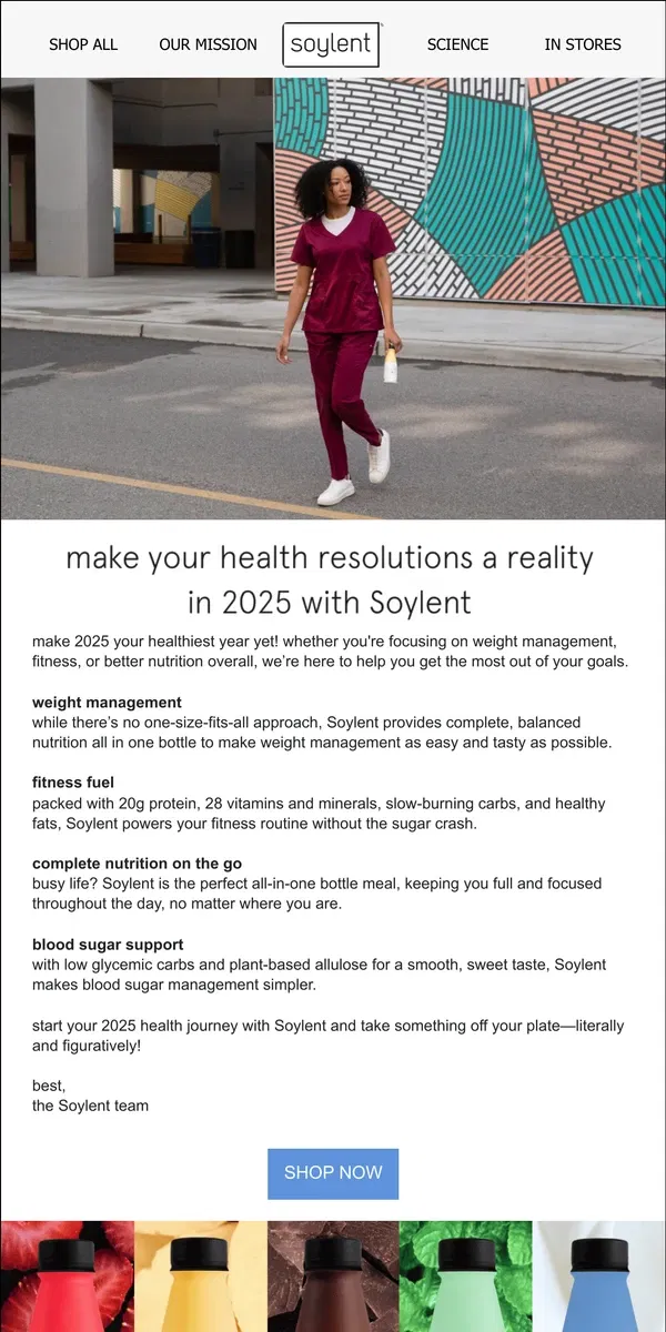 Email from Soylent. make 2025 your healthiest year yet!