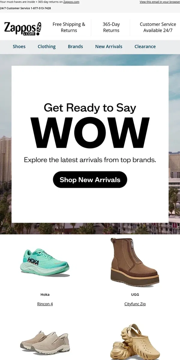 Email from Zappos. The Weekly WOW: UGG®, Free People, Under Armour, and more!