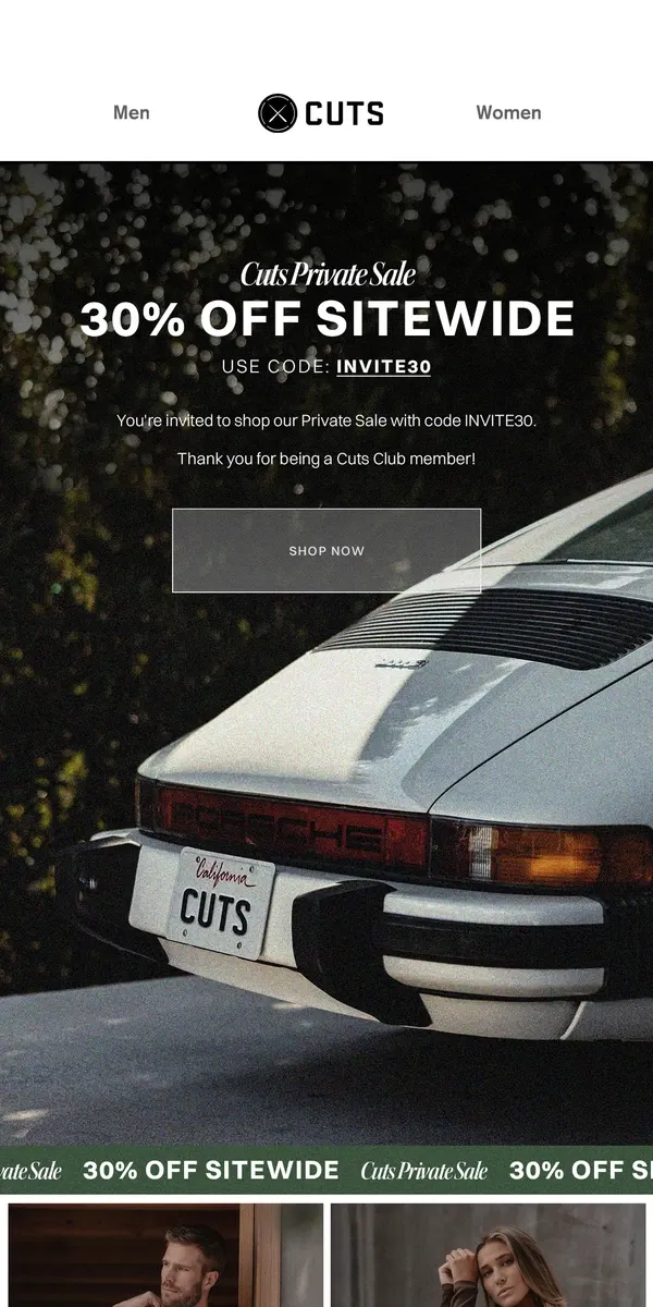 Email from Cuts. Private Sale: 30% OFF SITEWIDE