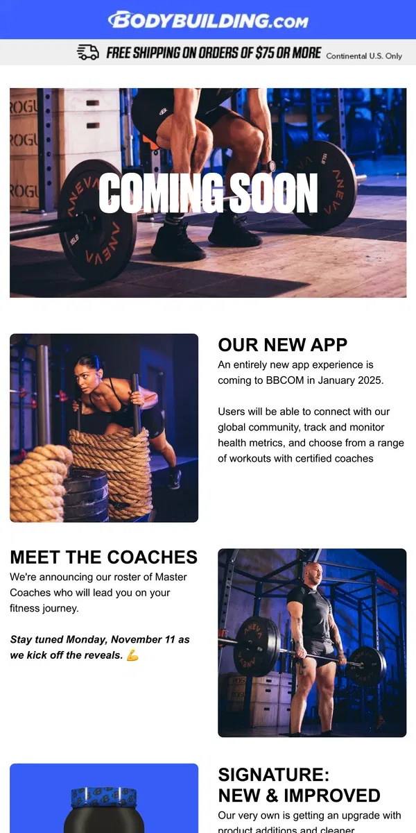 Email from Bodybuilding.com. Bodybuilding’s Next Chapter Unveiled