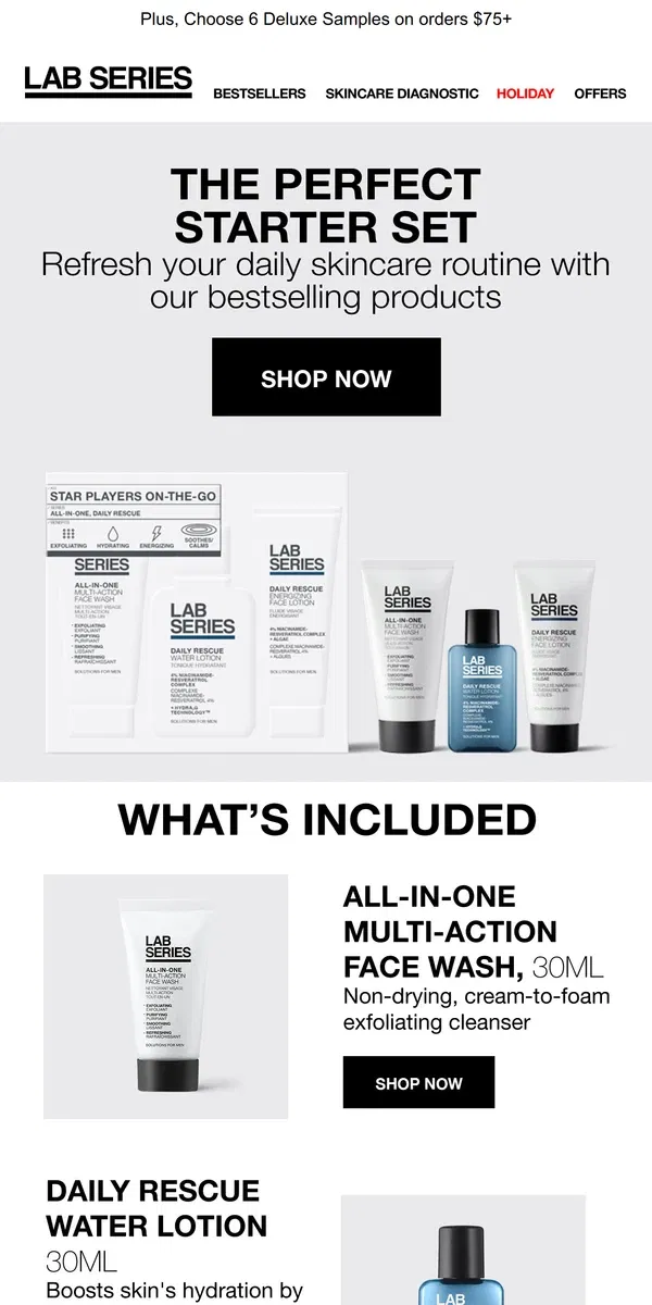 Email from Lab Series. The Perfect Starter Set