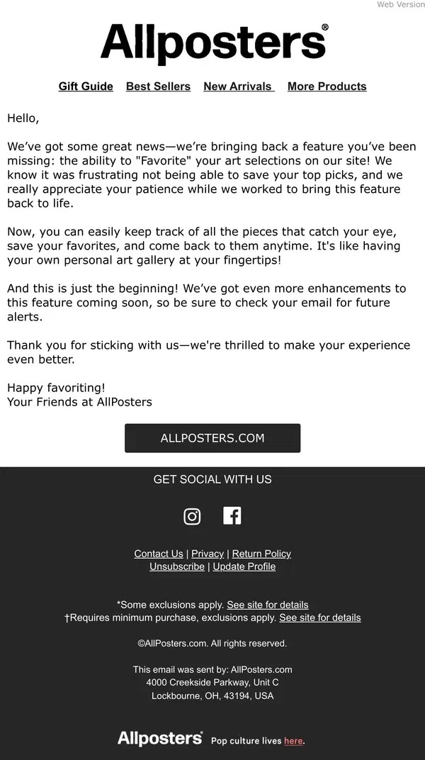 Email from AllPosters. Your Favorite Feature is Back! ❤️