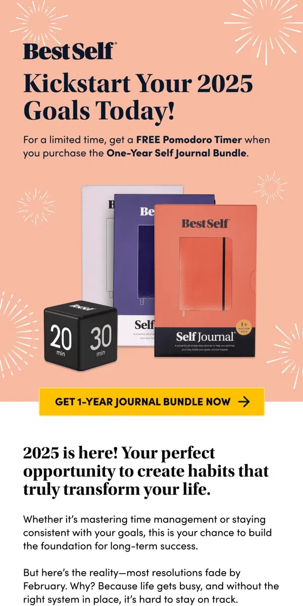 Email from BestSelf Co.. Limited Time: Self Journal Bundle + FREE Pomodoro Timer