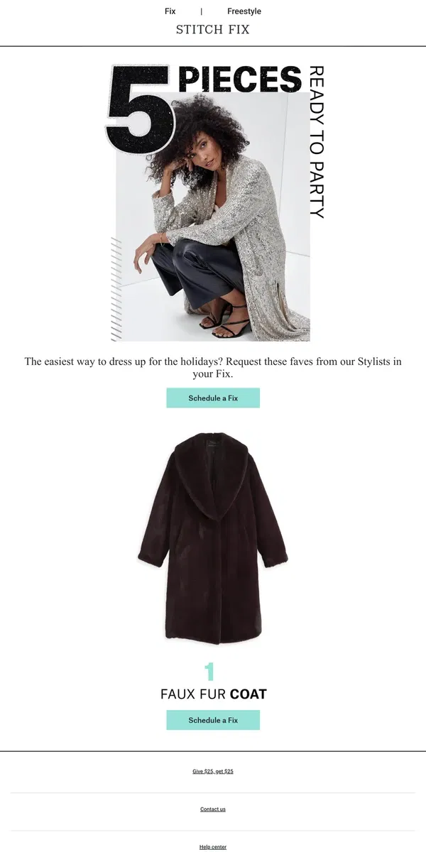 Email from Stitch Fix. Have a holiday event (or 10) coming up?