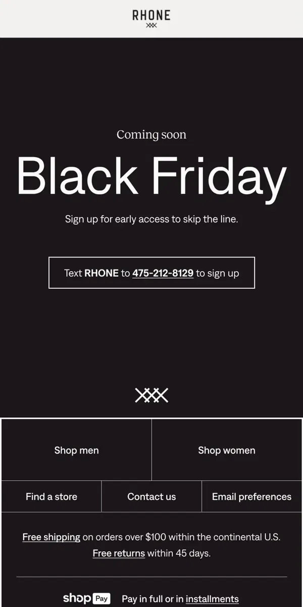 Email from Rhone. Black Friday is coming