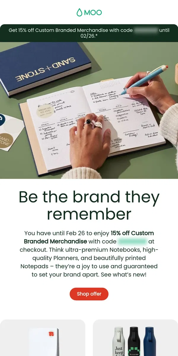 Email from MOO. 😮 Get 15% off Custom Branded Merchandise like these…