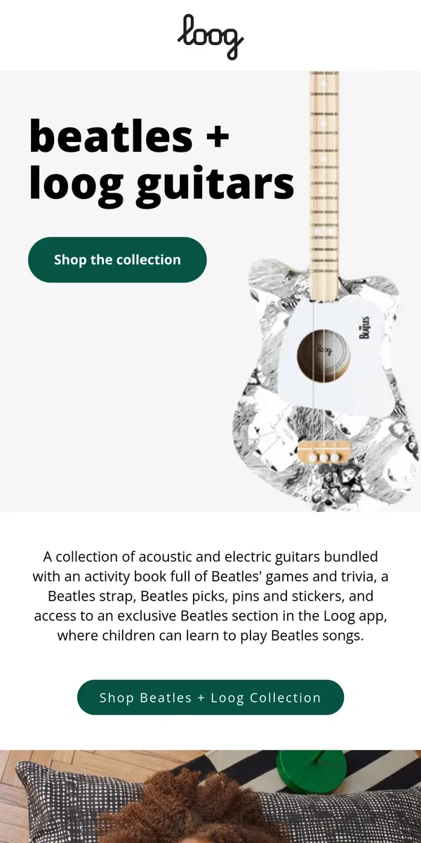 Email from Loog Guitars. The Beatles + Loog Collection