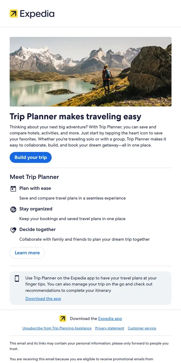 Email from Expedia. Planning your next trip just got easier