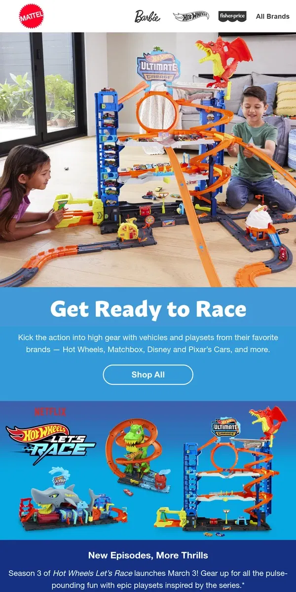 Email from Mattel Store. Vehicles & Playsets for Action Fans!