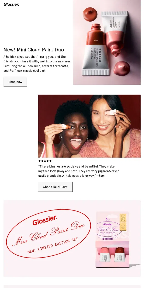 Email from Glossier. For your winter flush