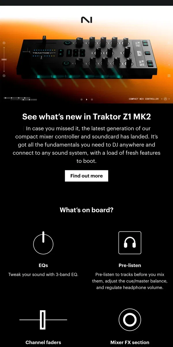 Email from Native Instruments.  See what’s new in Traktor Z1 MK2