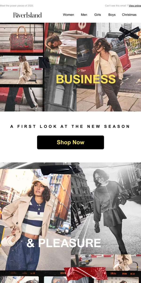 Email from River Island. Business & pleasure: A first look at the New Season