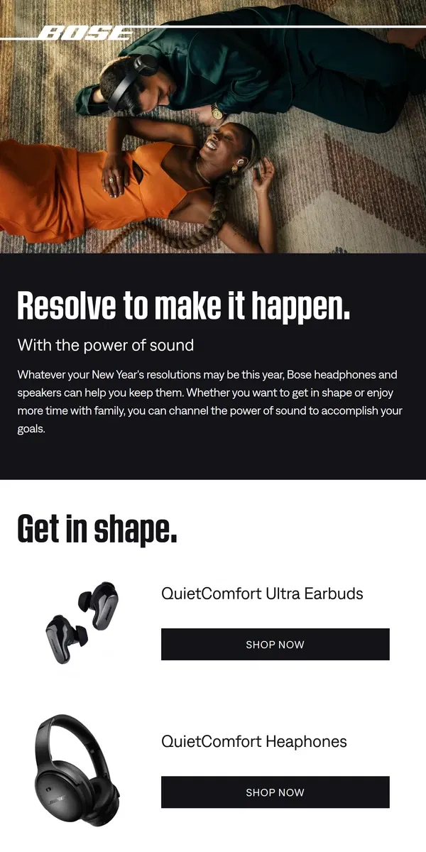 Email from Bose. New year, new you!