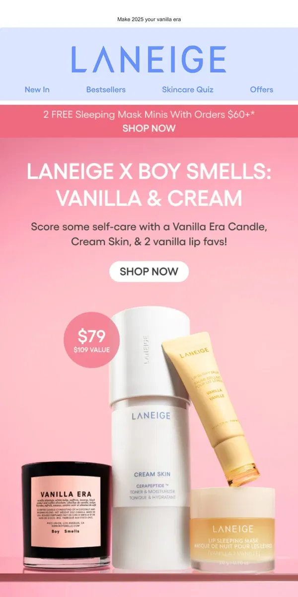 Email from LANEIGE. Laneige x Boy Smells: Self-Care Ritual!