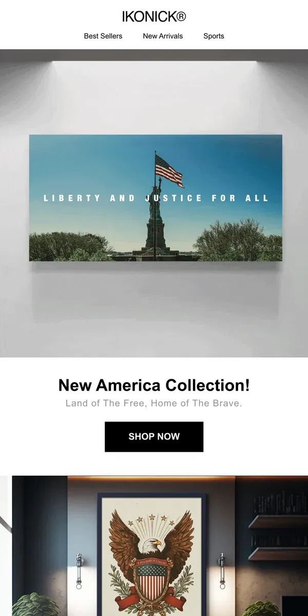 Email from IKONICK. NEW America Collection 🇺🇸