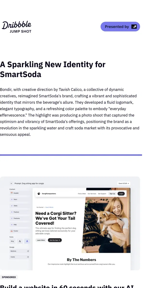 Email from Dribbble. 🌊✨ Refreshing Your Brand: Dive Into SmartSoda's Sparkling Transformation