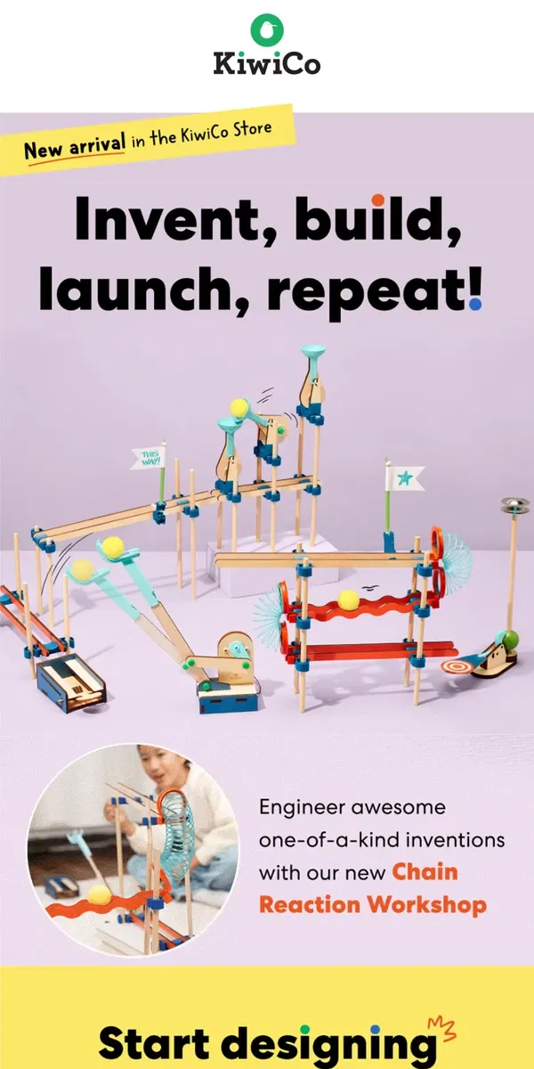 Email from KiwiCo. NEW! Engineer chain reaction machines