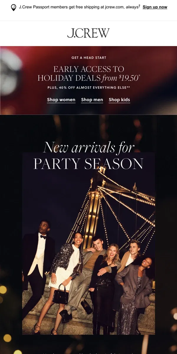 Email from J.Crew. Party-ready new arrivals