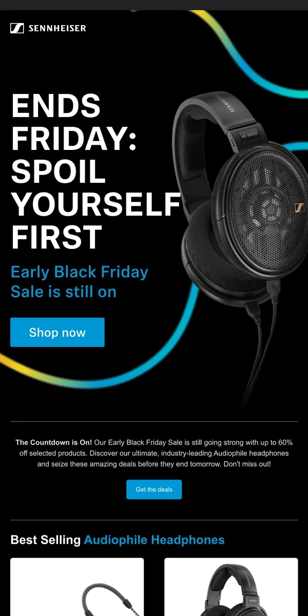 Email from Sennheiser. 🎧 Up to 60% Off Audiophile Headphones!