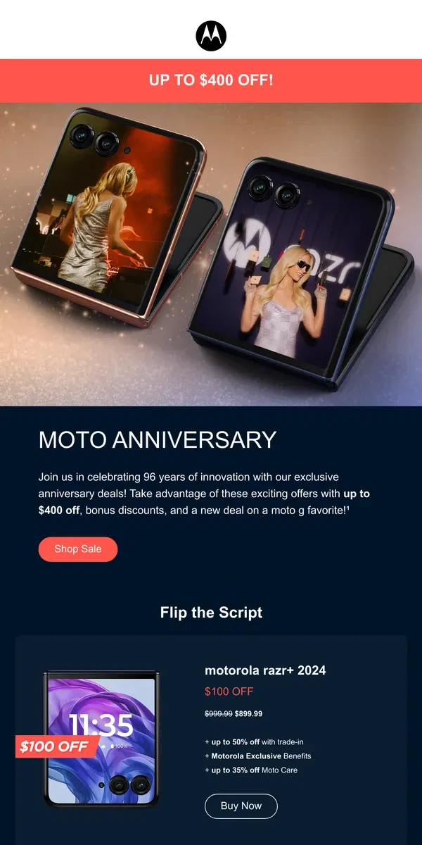 Email from Motorola. Your Exclusive Moto Anniversary Deals Inside! 🎁