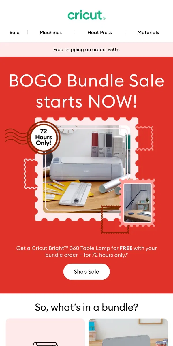 Email from Cricut. Get a FREE Lamp With Your Bundle!! 😍