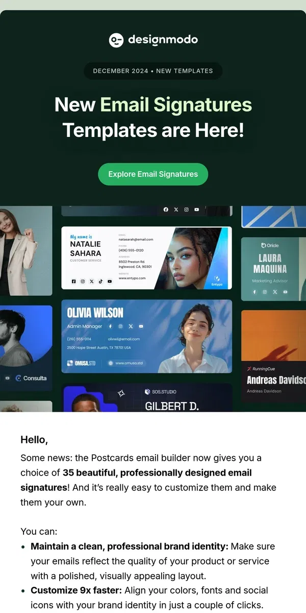 Email from Designmodo. New Email Signatures Templates are Here!