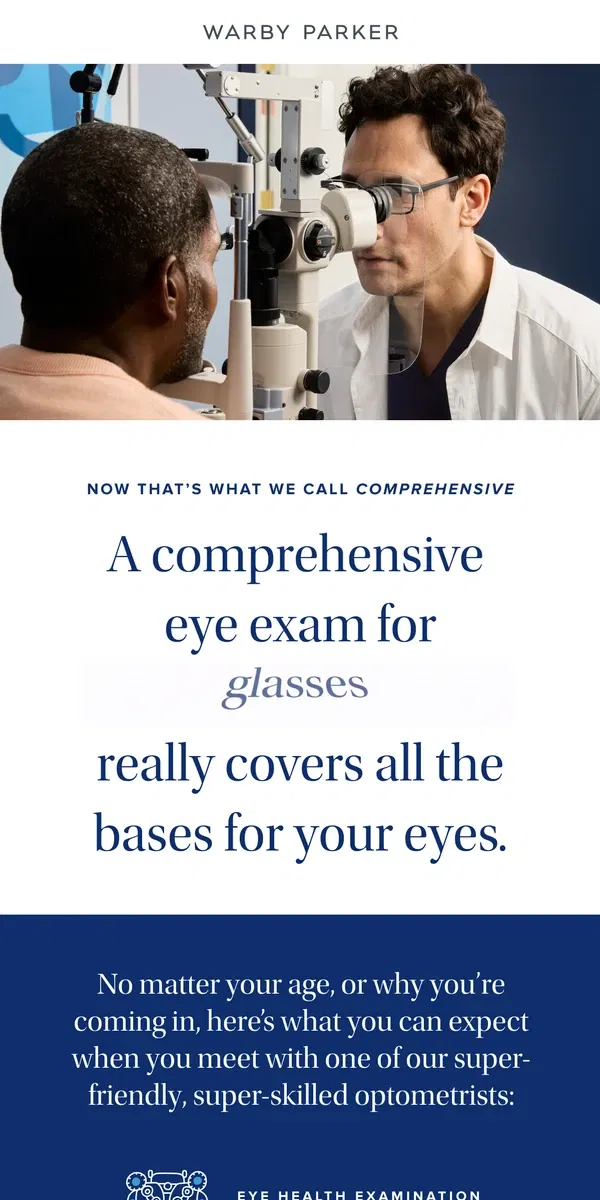 Email from Warby Parker. Expert care for your eyes