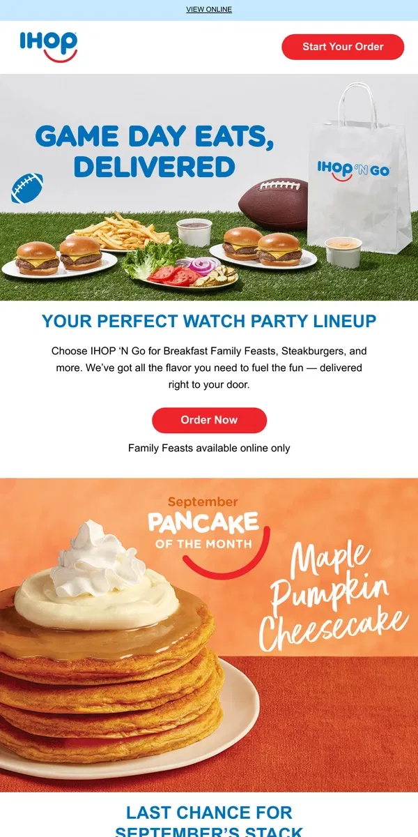 Email from IHOP. Tackle Your Tailgate with IHOP 🏈🍔