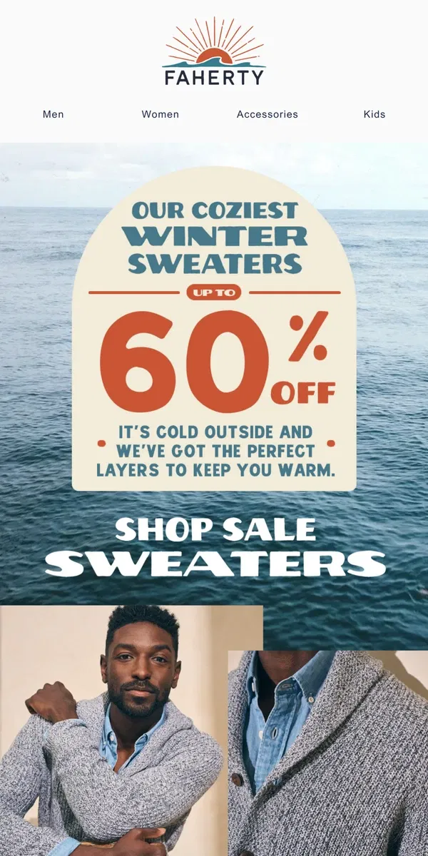 Email from Faherty. Get These Sweaters For Up To 60% Off