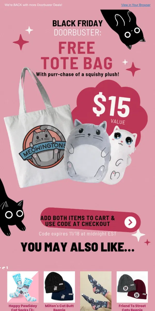 Email from Meowingtons. ✨ Claim Your FREE Tote ✨