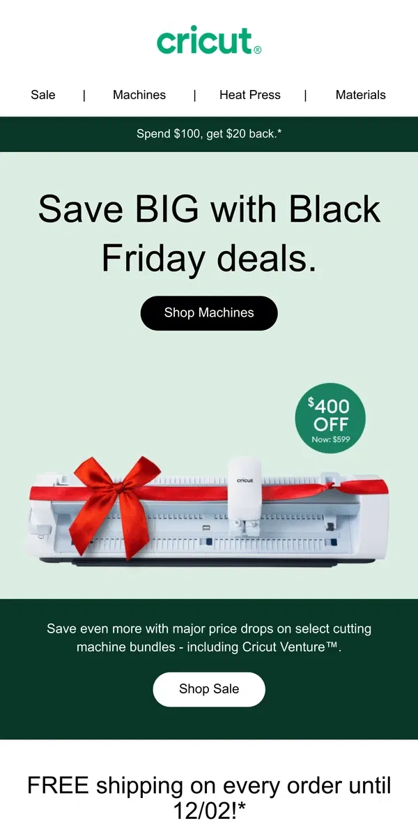 Email from Cricut. OUR LOWEST PRICES: Black Friday Deals You’ll LOVE 🙌