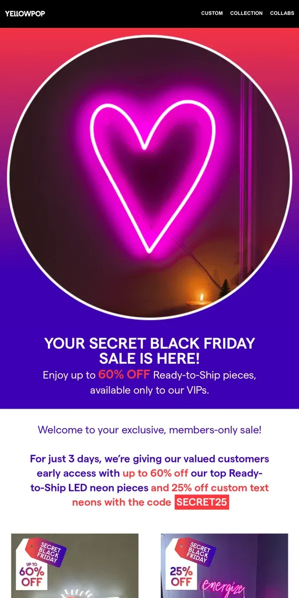 Email from Yellowpop. [Private] Up To 60% OFF Black Friday Secret Sale