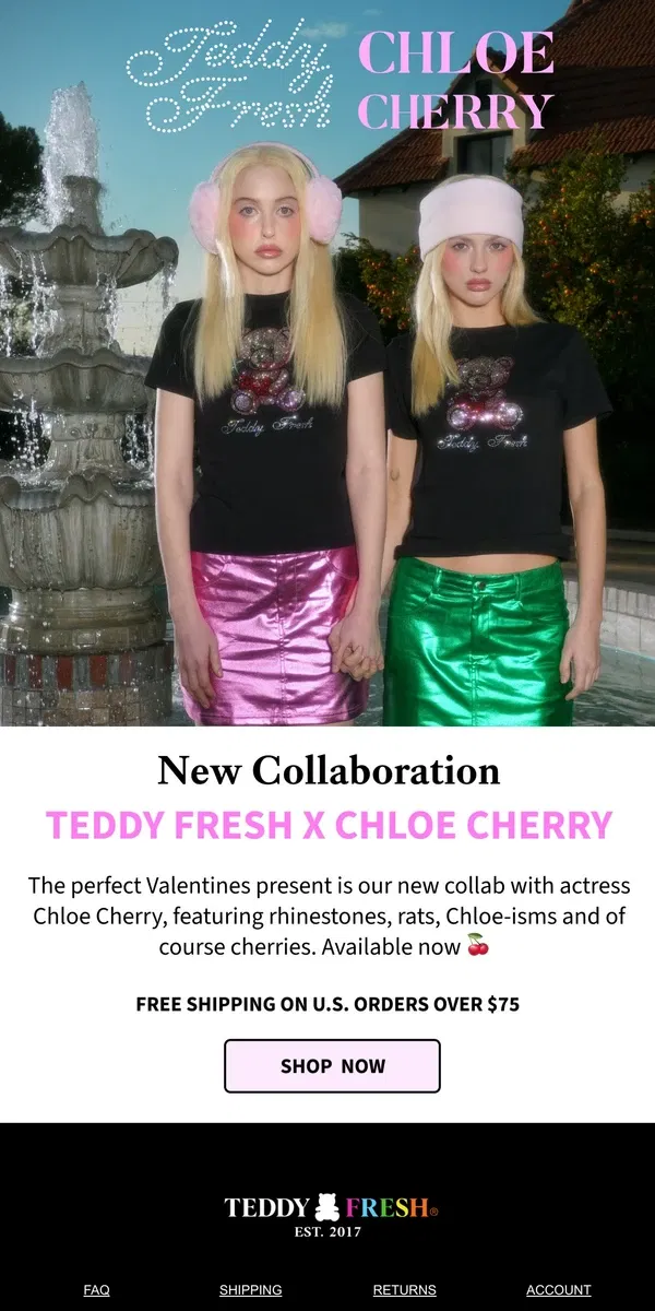 Email from Teddy Fresh. Teddy Fresh X Chloe Cherry Collaboration Available Now 🍒